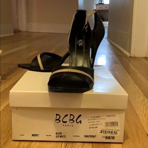 BCBG Black and Cream leather heels